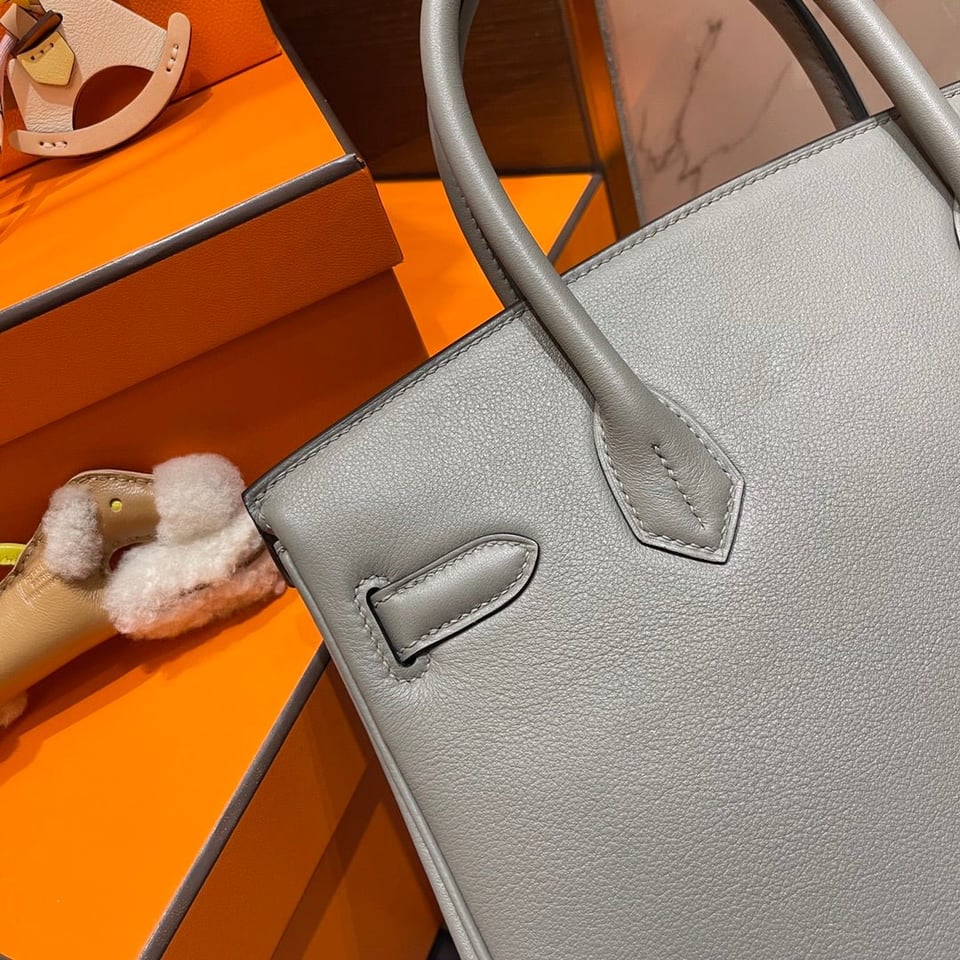 Hermes Birkin 30Cm Grey Swift Leather Gold Hardware view 4