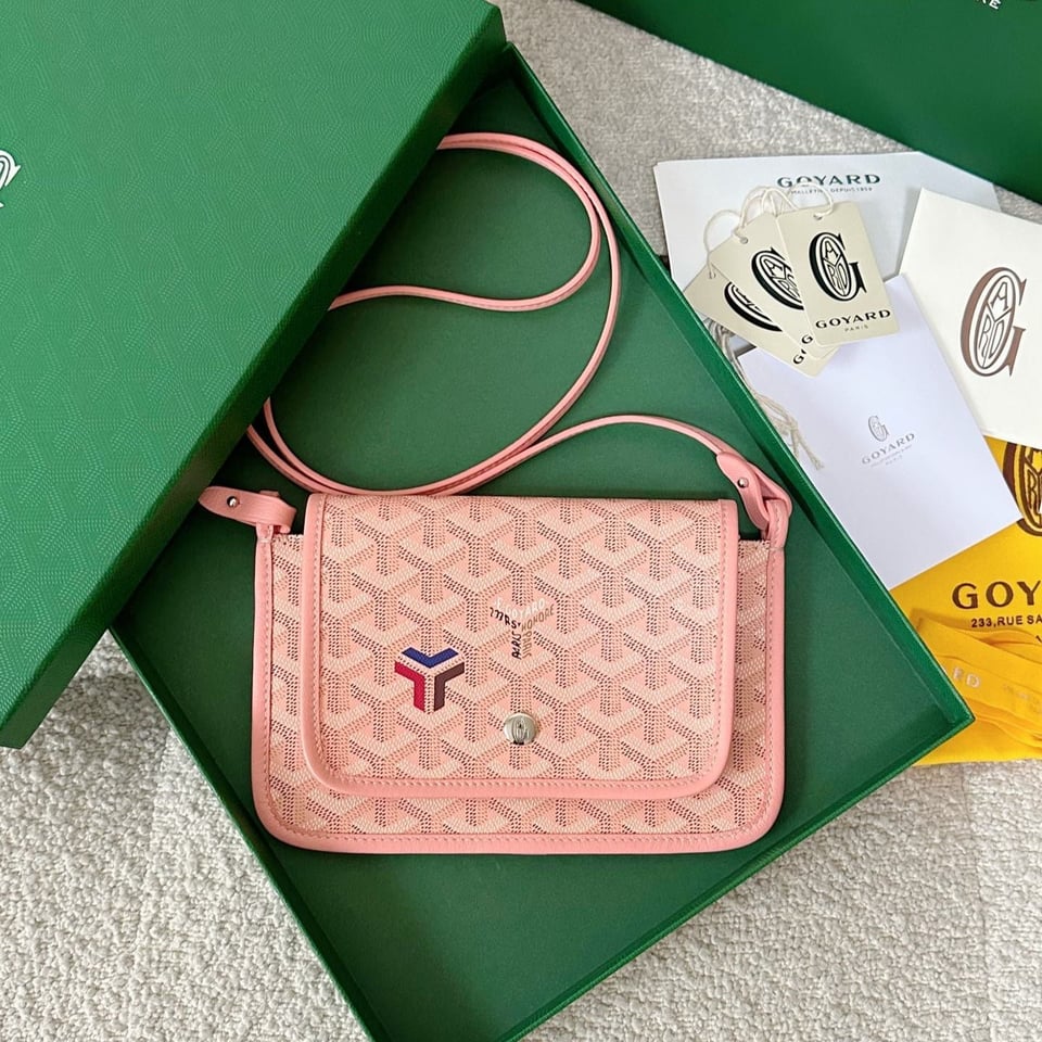 Goyard Plumet Pocket Wallet 20cm Pink Goyardine Canvas And Lambskin Trim view 2