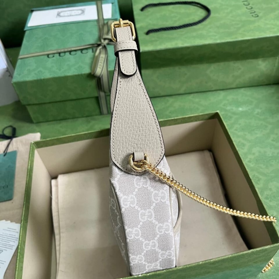 Gucci Half-Moon-Shaped Mini Bag with Interlocking G Oatmeal view 11