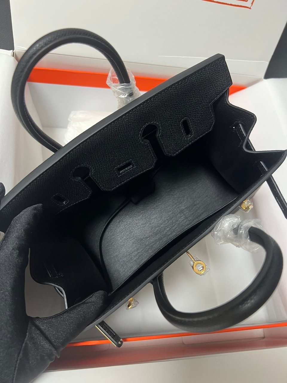 Hermes Birkin Sellier Black Epsom Leather Gold Hardware view 6
