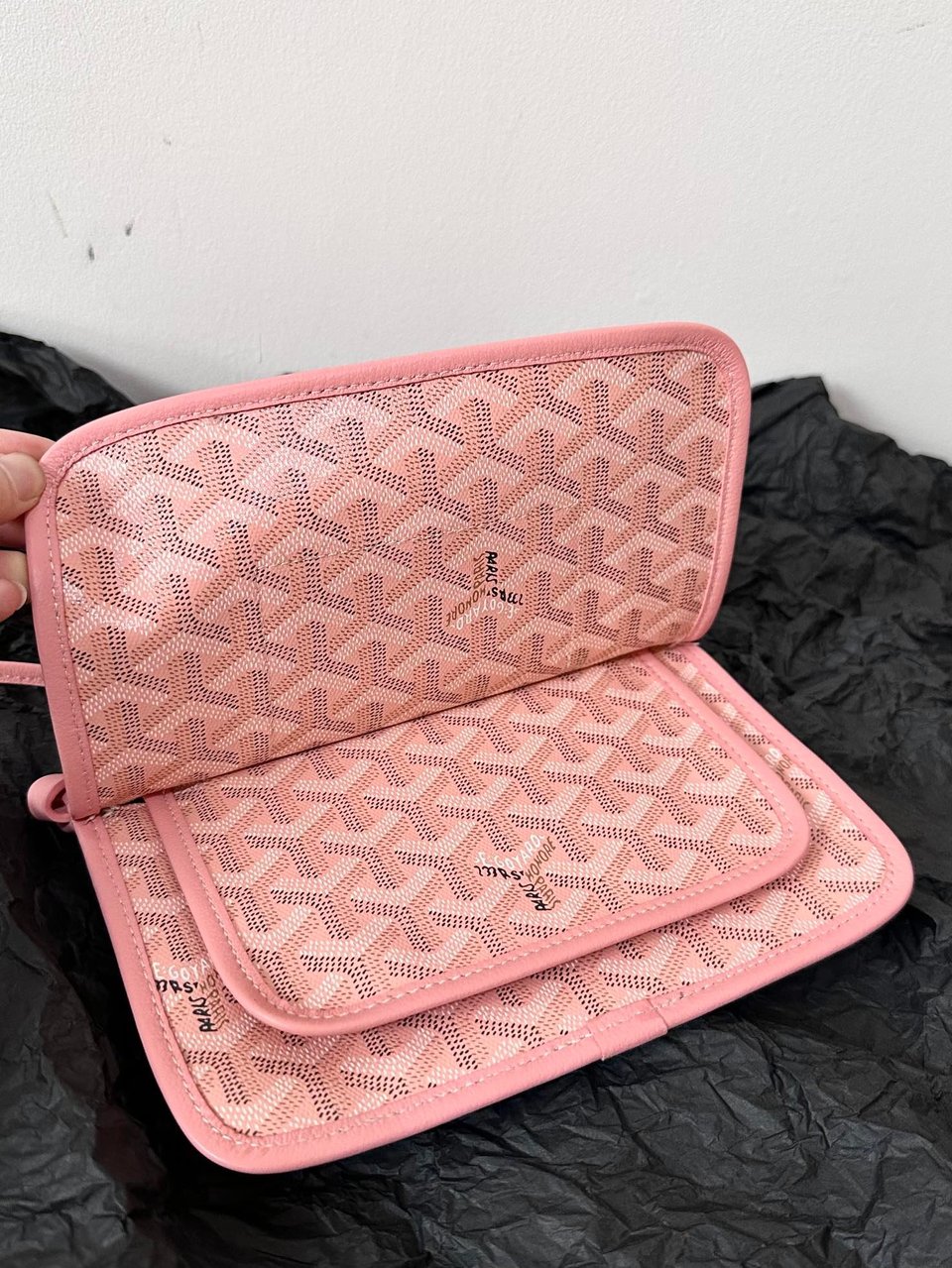 Goyard Plumet Pocket Wallet 20cm Pink Goyardine Canvas And Lambskin Trim view 5