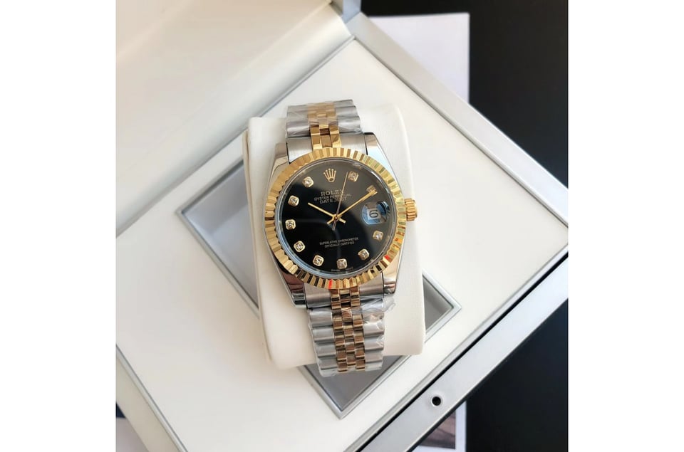 Rolex Datejust 36/28mm RG/SS Jub Black/Dia view 5