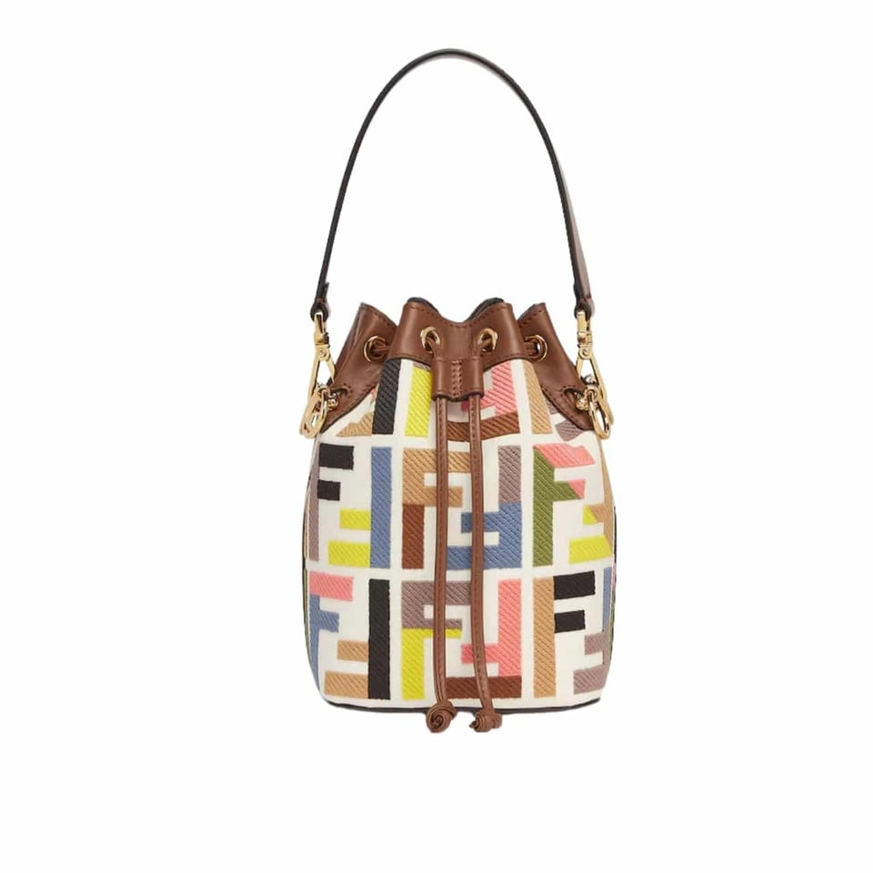 Fendi Mon Tresor Multicolour Canvas Mini Bag With Ff Embroidery Brown 18Cm 8Bs093Aow2F1Pi3 view 2