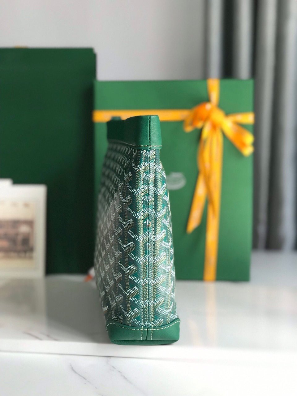 Goyard Conti Pouch 24 Cm Green Lambskin And Goyardine Canvas view 4