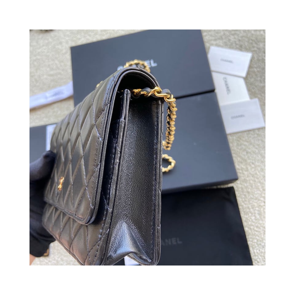 Chanel Lamb Wallet On Chain Woc Black 19cm view 9