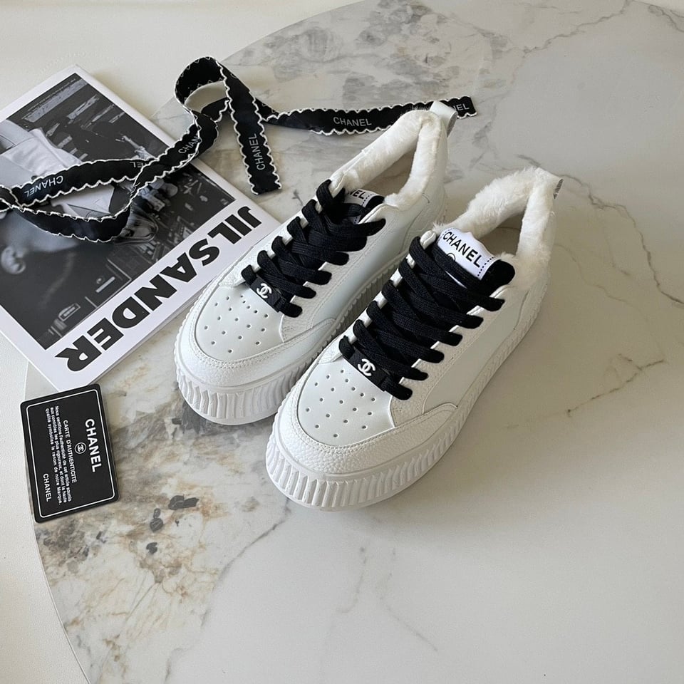 Chanel Winter Fur Sneakers White view 8