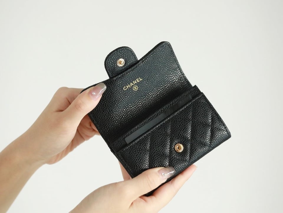 Chanel Flap Card Holder 11.3 Black Grained Calfskin Gold Icon view 3