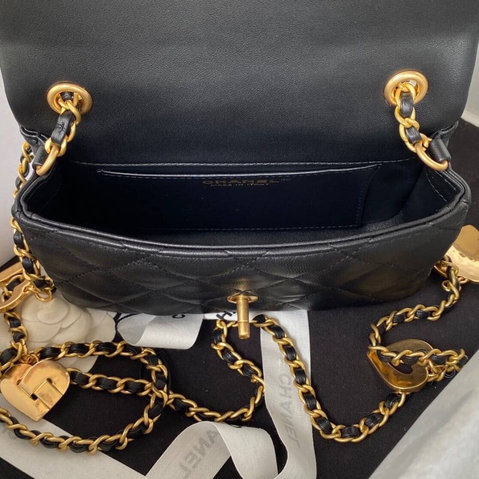 Chanel Mini Flap Bag Heart Chain view 13