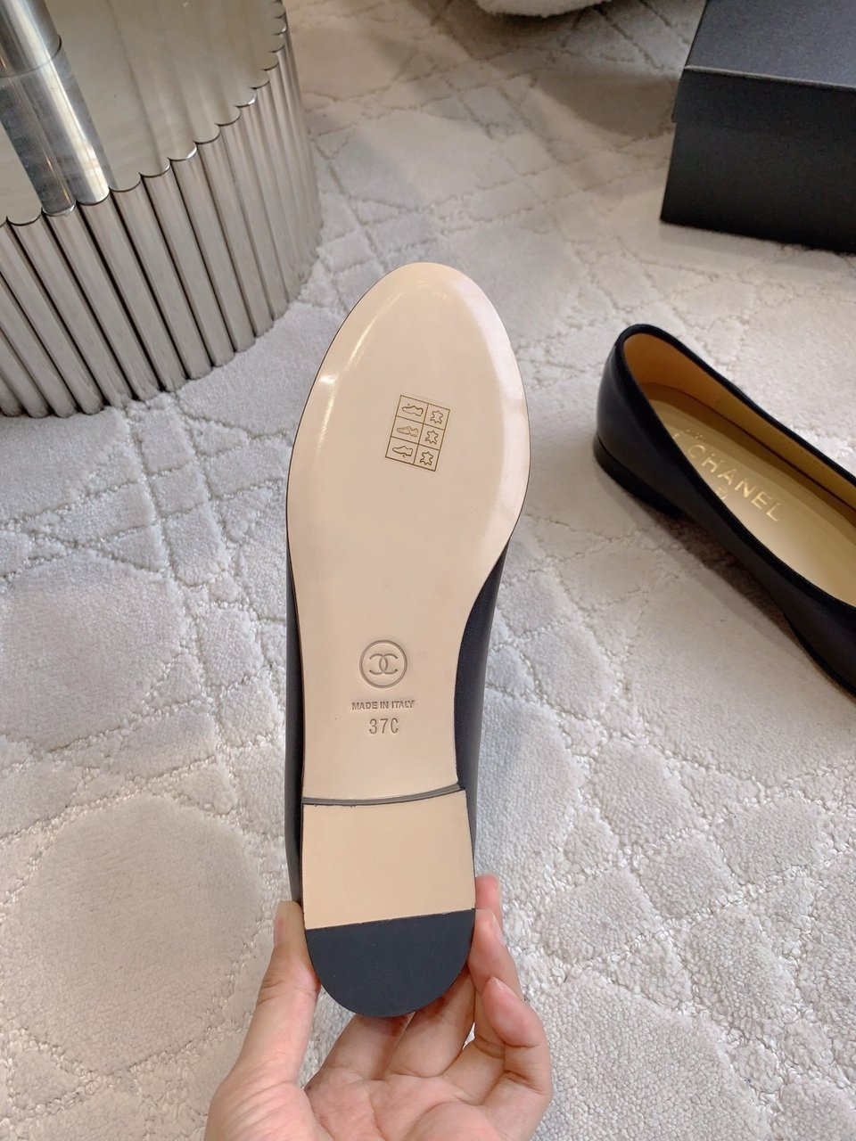 Chanel Cambon Leather Ballet Flats Black For Women view 8
