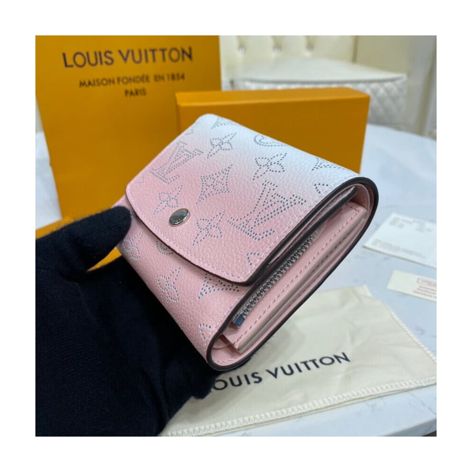 Louis Vuitton Iris Compact Wallet in Pink Gradient Mahina Perforated Leather view 4