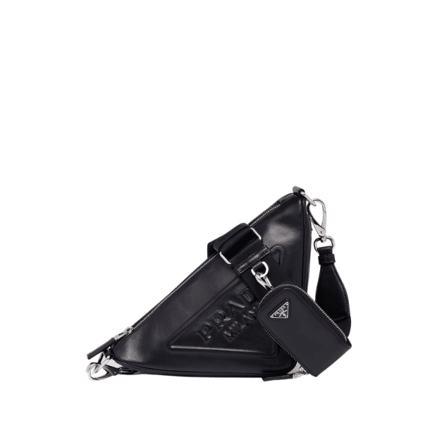 Prada Triangle Leather Mini Bag Black 27Cm view 2