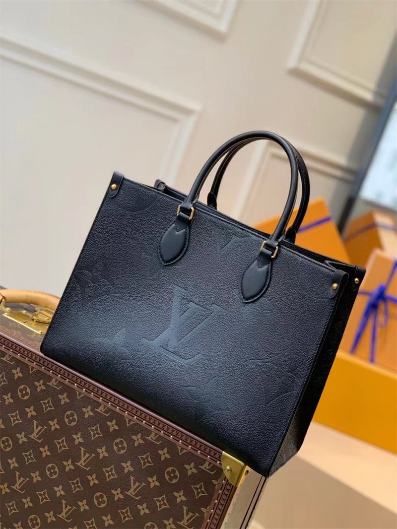 Louis Vuitton Onthego MM Bicolor Monogram Empreinte Leather Black M45595 35cm view 6