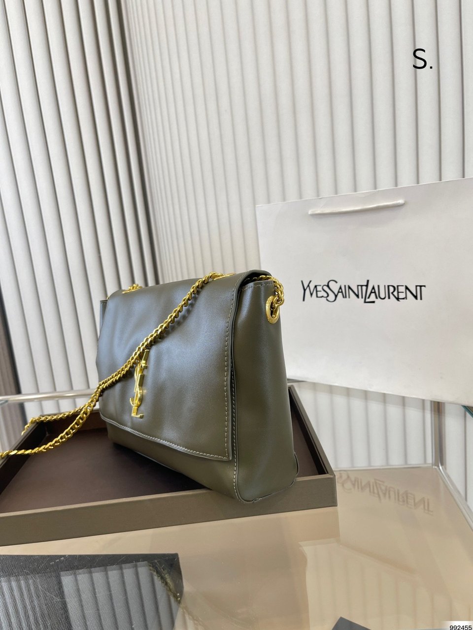 Saint Laurent Kate Medium Chain Bag In Grain De Poudre Embossed Leather view 4