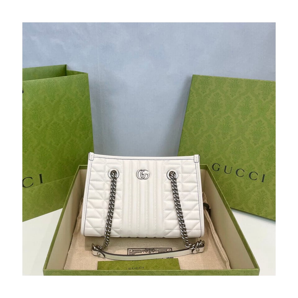 Gucci GG Marmont Small Tote Bag White view 9