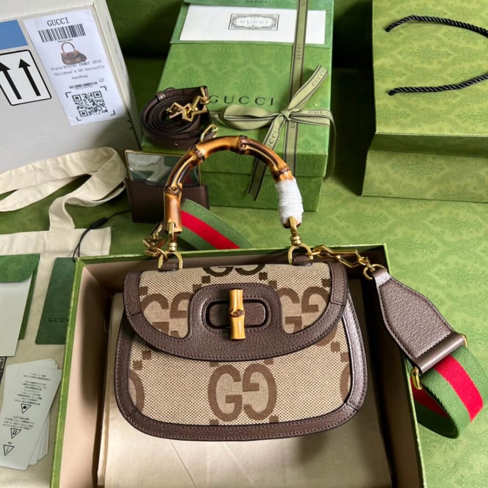 Gucci Bamboo 1947 Jumbo GG Small Top Handle Bag view 9