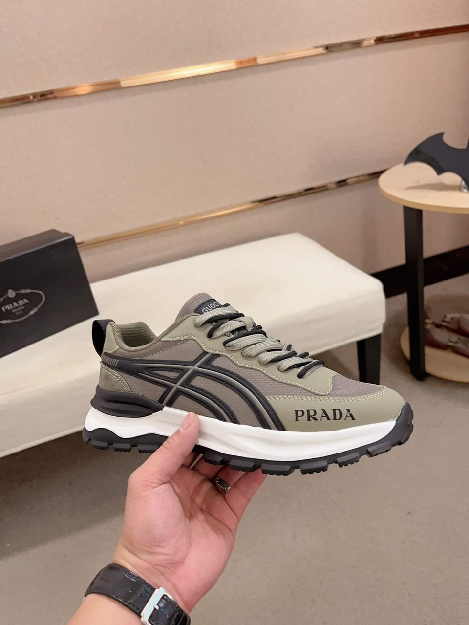 Prada Sport Sneakers Curved Line Green And Black view 4