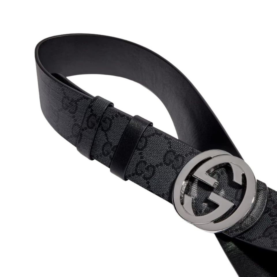 Gucci Reversible Belt With Interlocking G Buckle Black Canvas 876356 AAGRL 1000 view 3