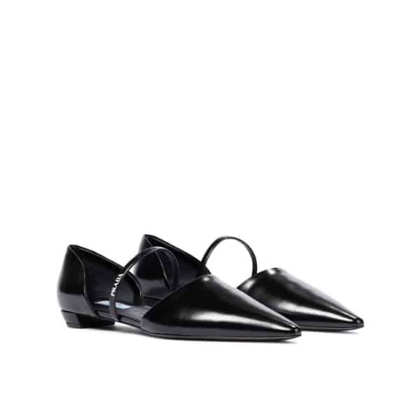 Prada Leather Ballet Flats Black view 2