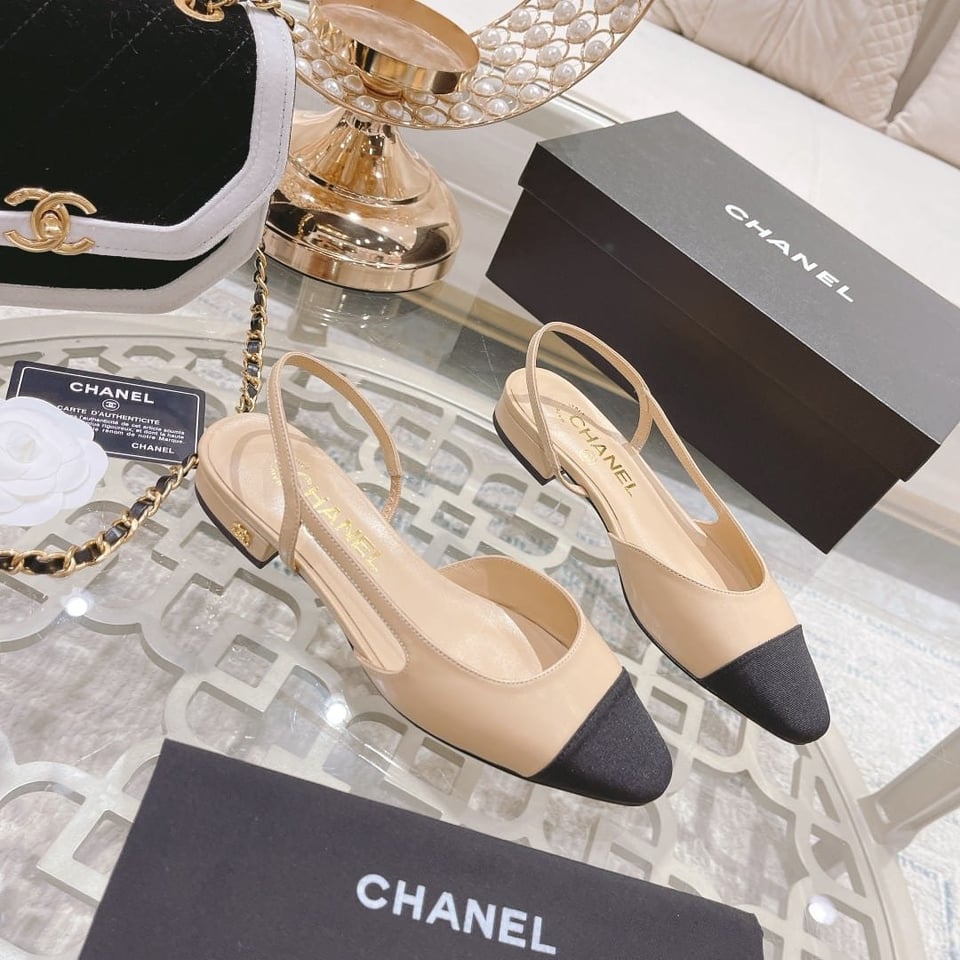 Chanel Slingback Beige Black G31319 Y50006 C8378 view 4