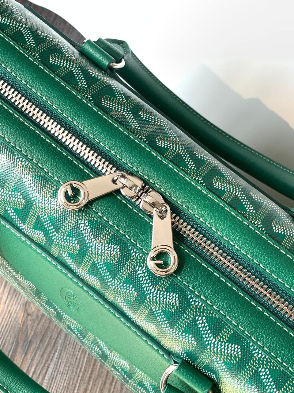Goyard Cisalpin Document Case 39 Cm Green Goyardine Canvas And Calfskin view 10