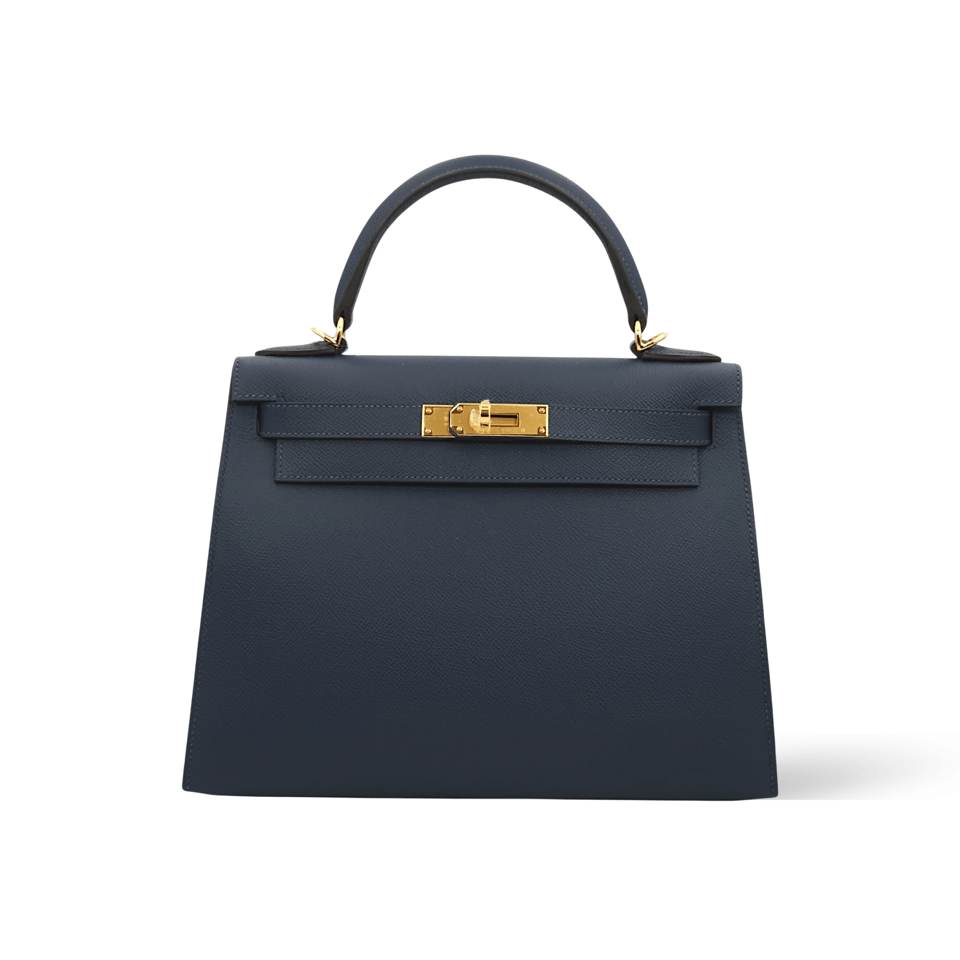 Hermes Kelly 28 Bag In Blue Sapphire Leather For Women 28cm/11in