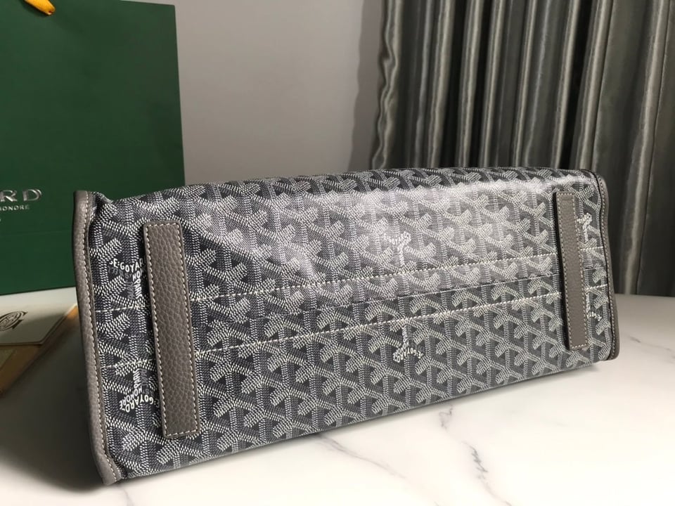 Goyard Hardy Pm Bag 40 Cm Gray Goyardine Canvas And Taurillon Leather Trim view 7