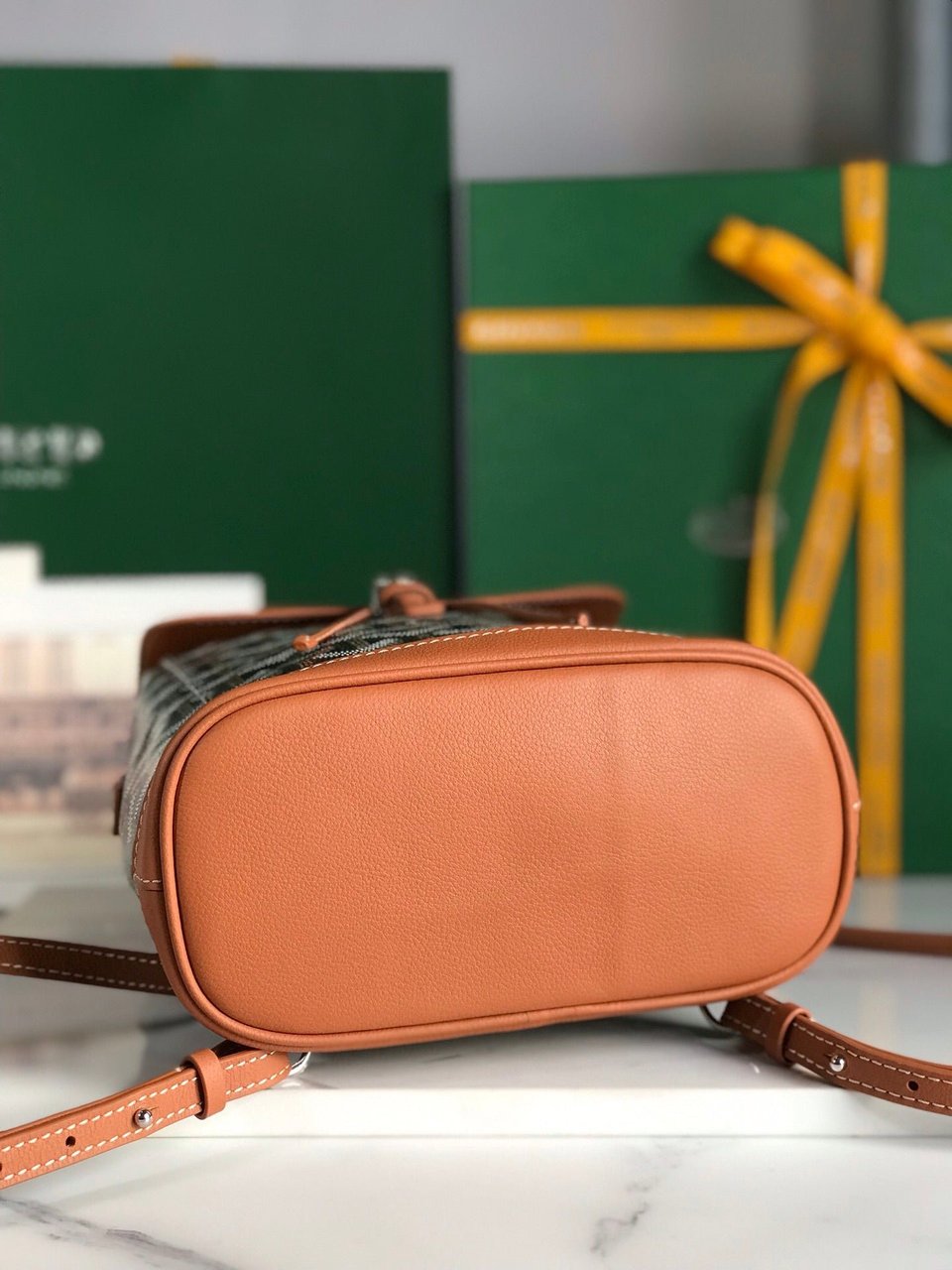 Goyard Alpin Mini Backpack 21 Cm Tan Lambskin And Black Goyardine Canvas view 10