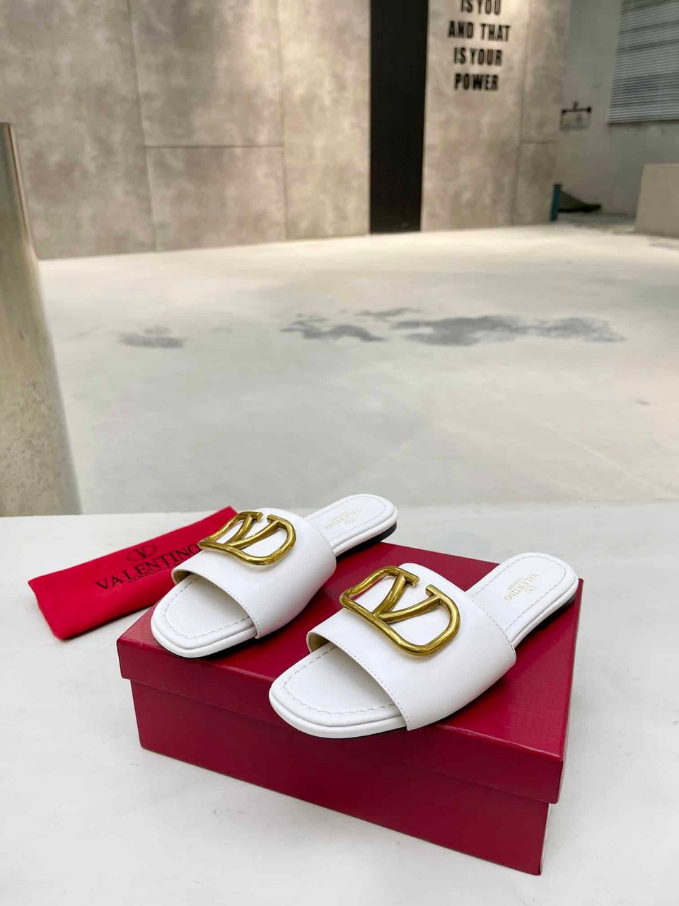 Valentino Garavani Vlogo Signature Slide Sandal White view 5