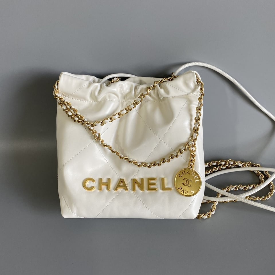 Chanel Hobo Mini 20Cm White Lambskin Ghw view 2