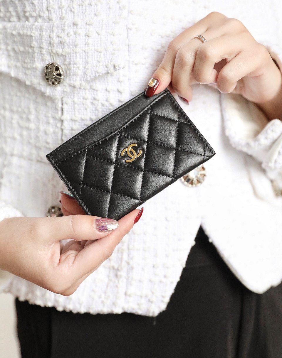 Chanel Card Holder 11 Black Calfskin Gold Icon view 4