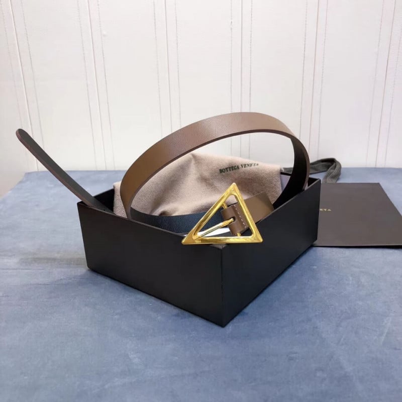 Bottega Veneta Triangle-Buckle 20mm Leather Belt 609275 view 3