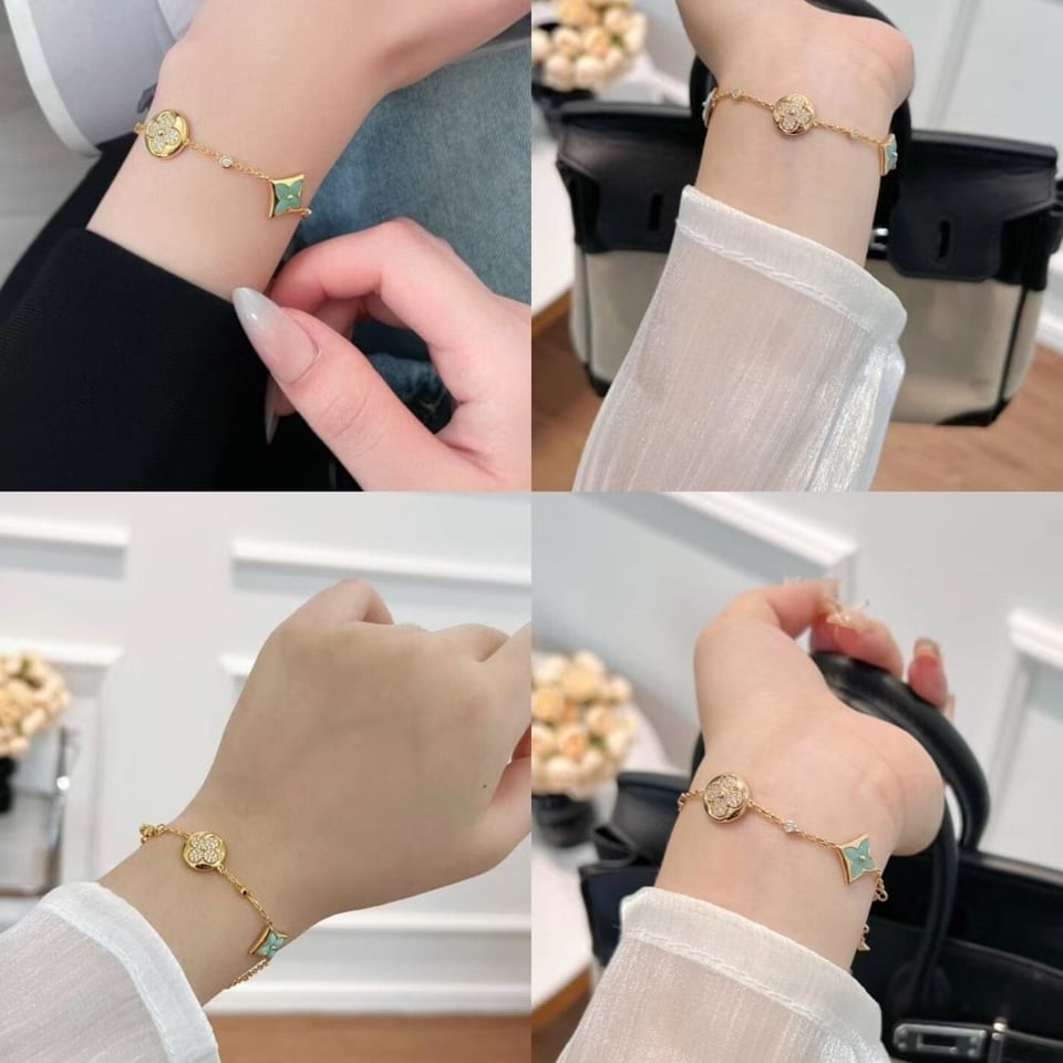 Louis Vuitton Color Blossom Bb Bracelet Gold Tone With Blue Q05979 view 6