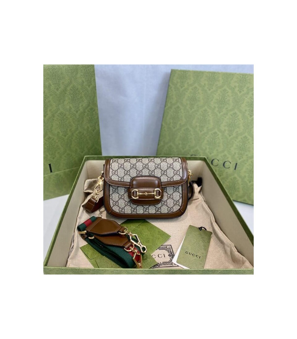 Gucci Horsebit 1955 Mini Bag in GG Supreme Brown view 7
