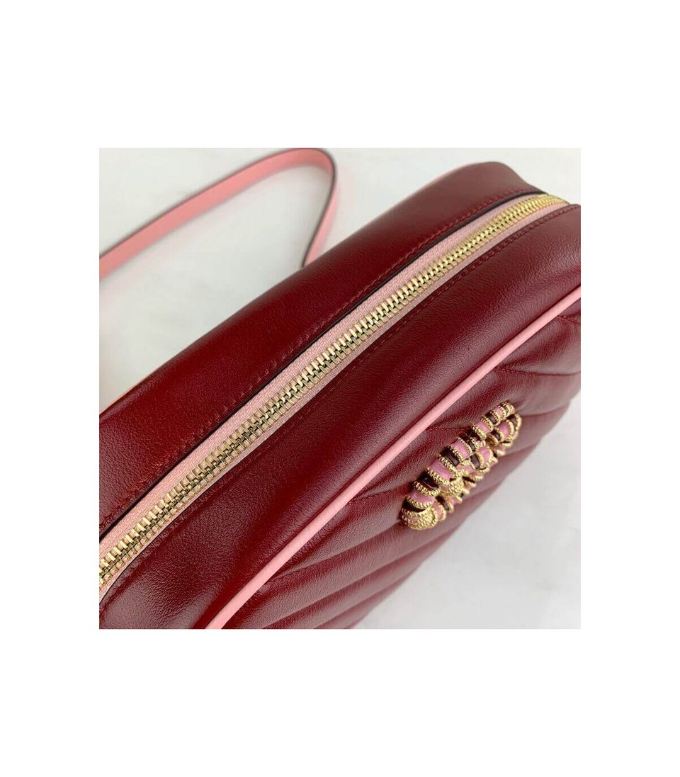 Gucci GG Marmont Small Shoulder Bag Red and Emerald Leather view 9