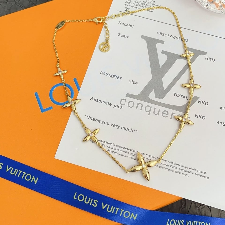 Louis Vuitton Louisette Signature Necklace Gold M01592