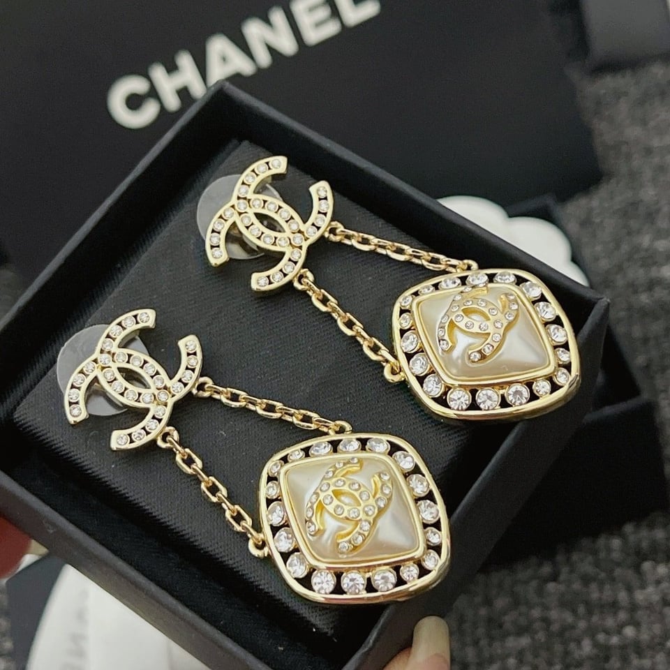 Chanel Cc Crystal Earrings view 5