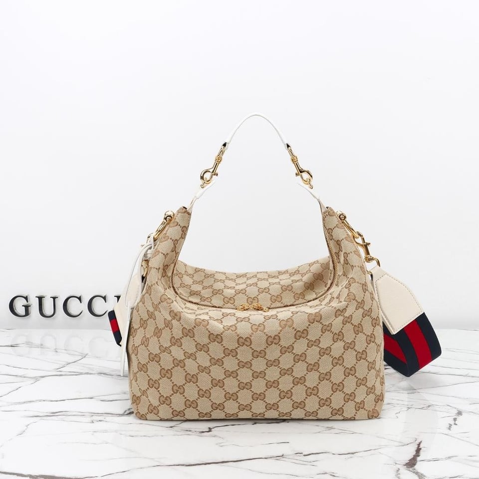 Gucci Brera Medium Crossbody Bag 33cm/13in Sand And Dark Brown GG Canvas A00B4O view 3