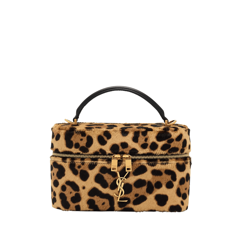 Saint Laurent Leopard Haircalf Vanity Bag with YSL Monogram 18cm view 2