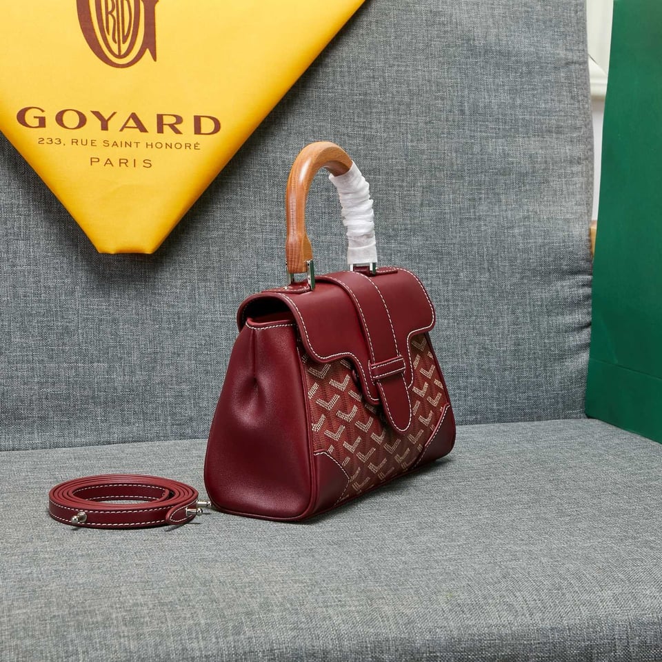 Goyard Saigon Souple Mini Bag Burgundy Canvas 20cm view 5