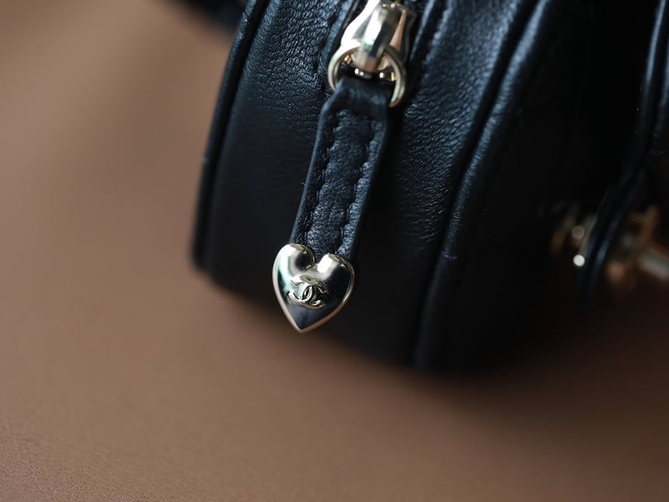 Chanel Heart Coin Purse 8.5 Black Calfskin view 10