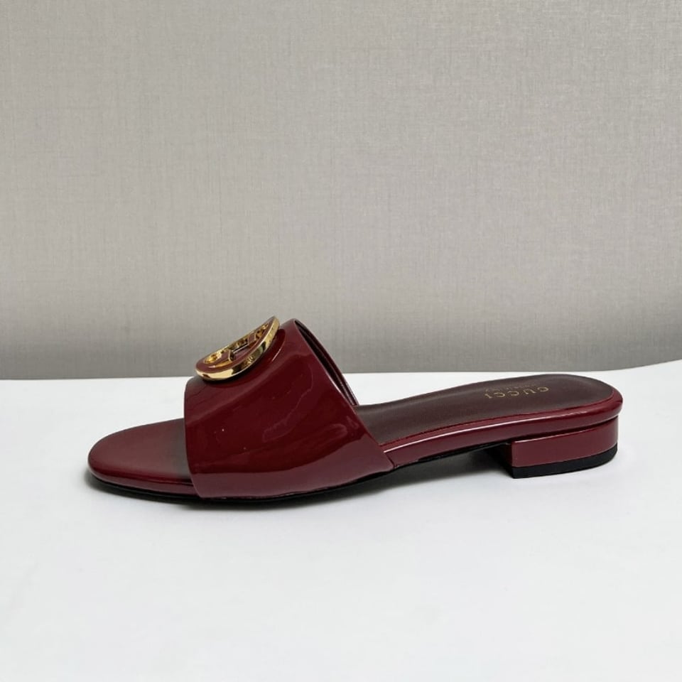 Gucci Women Round Interlocking G Sandal In Burgundy 820860 Bnc00 6207 view 7