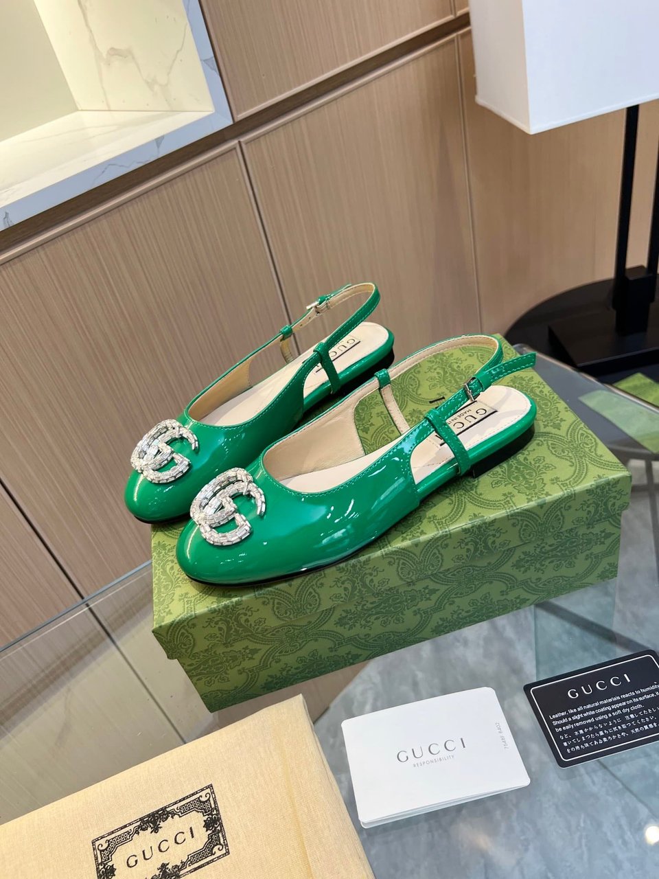 Gucci Gg Crystal Slingback Green view 5