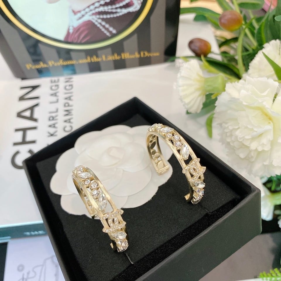 Chanel Hoop Gold Earrings view 6