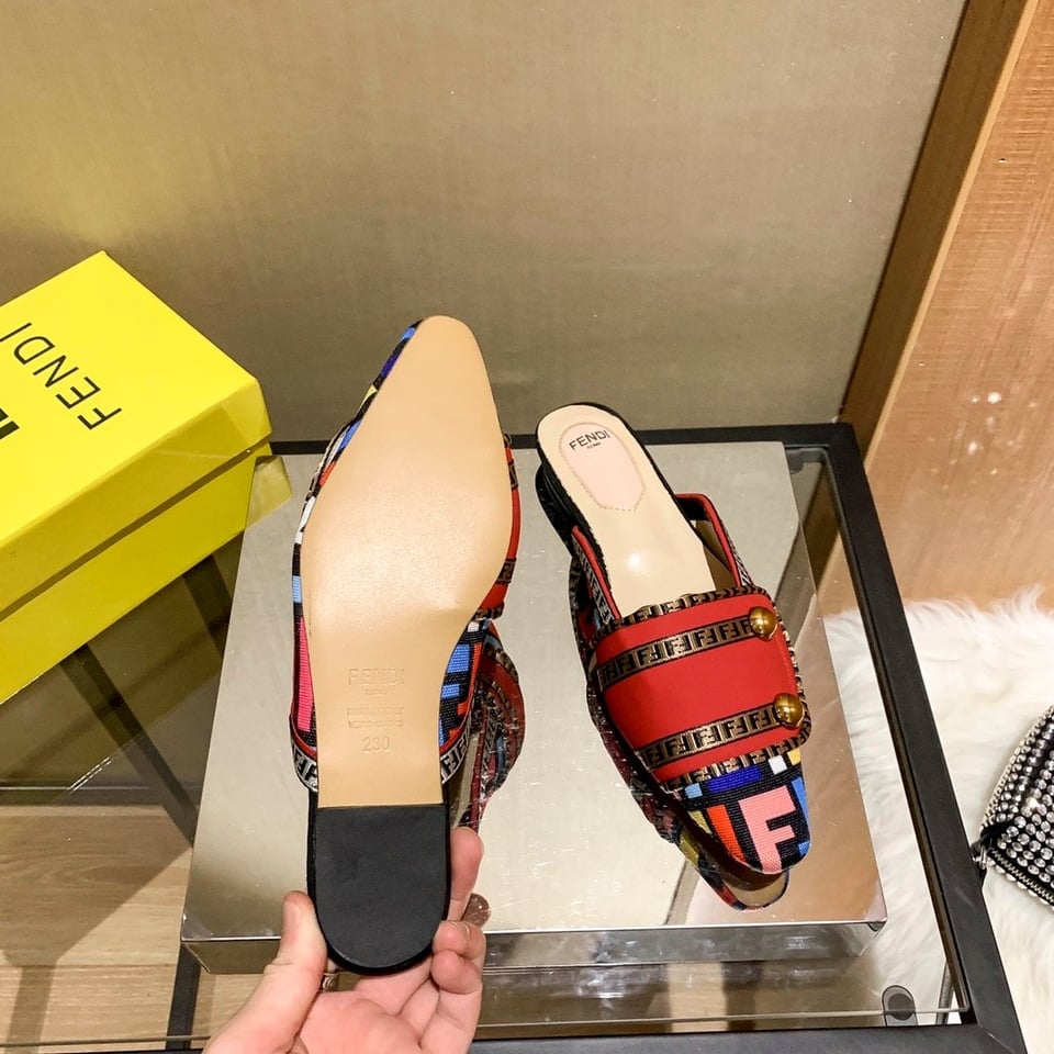 Fendi Flat Loafers Ff White Strap Red view 6