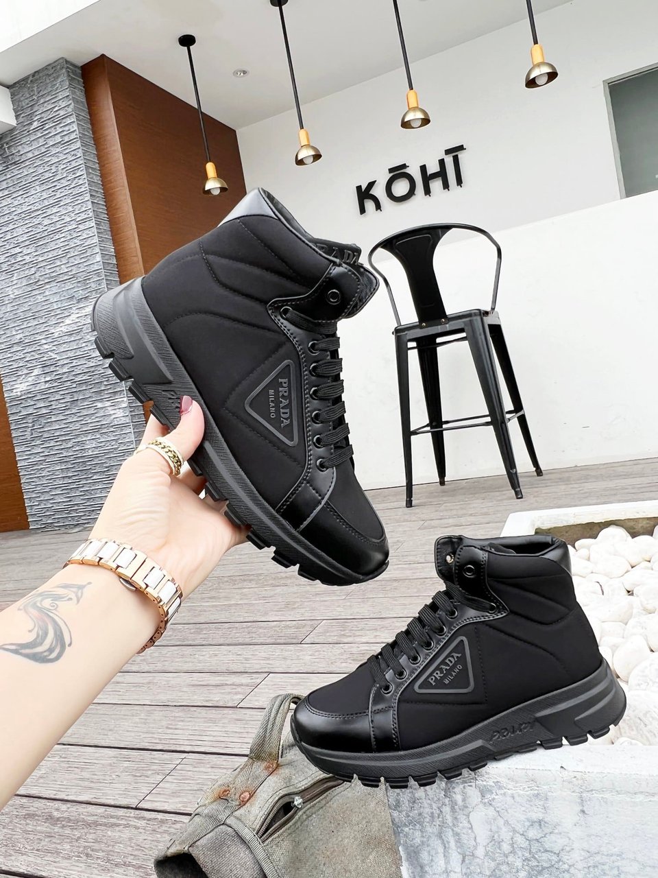 Prada Prax 01 Re-Nylon And Brushed Leather Sneakers Black 4T35923Lf5F0002 view 9
