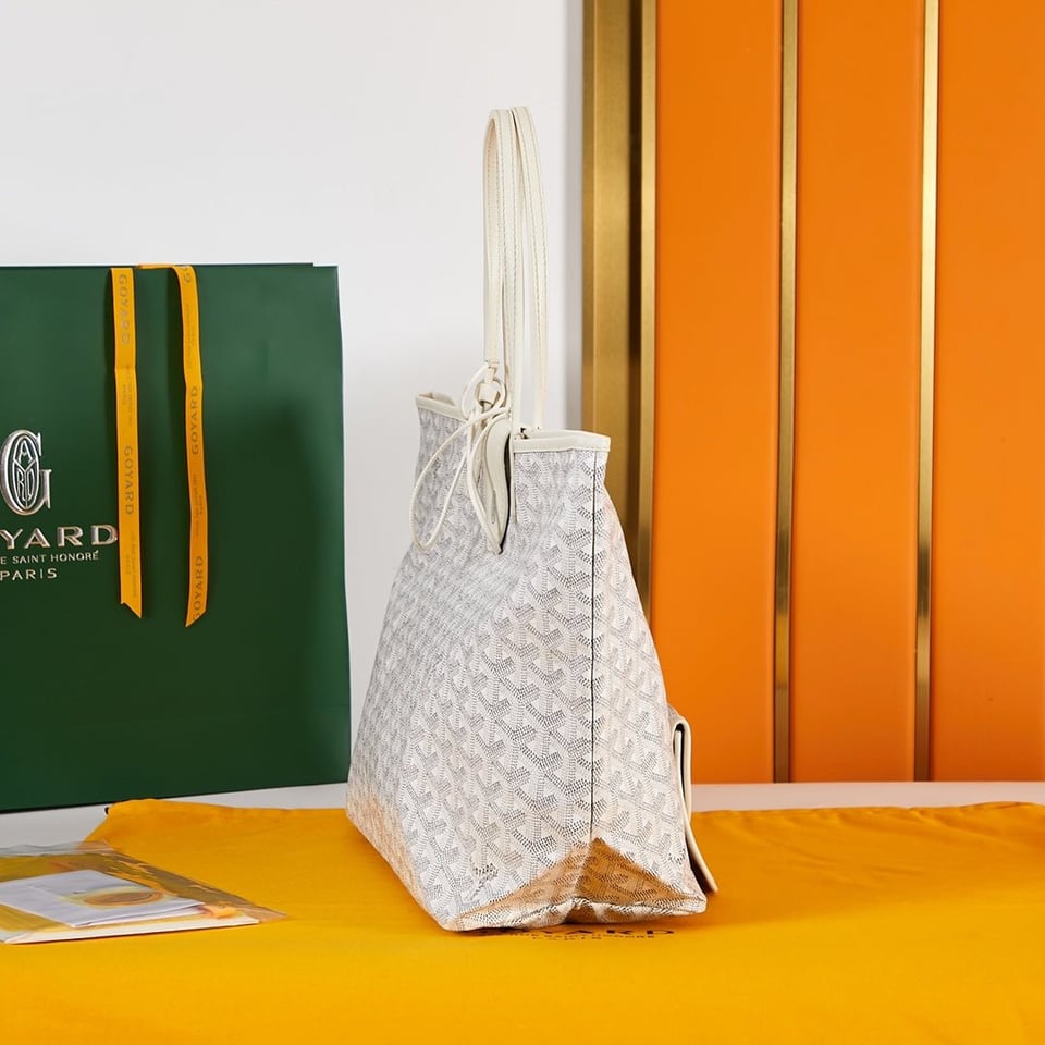 Goyard Saint Louis Pm 34Cm White Canvas Chevroches Calfskin view 6