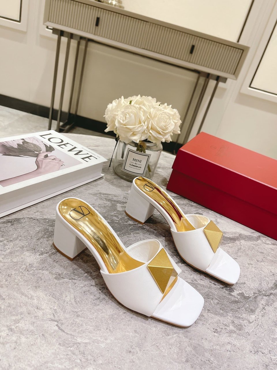 Valentino Garavani One Stud Heeled Sandals White Ws0El3Cyii16 view 6