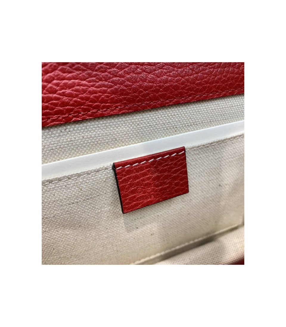 Gucci Interlocking Chain Leather Cross Body Bag Red 25cm view 18