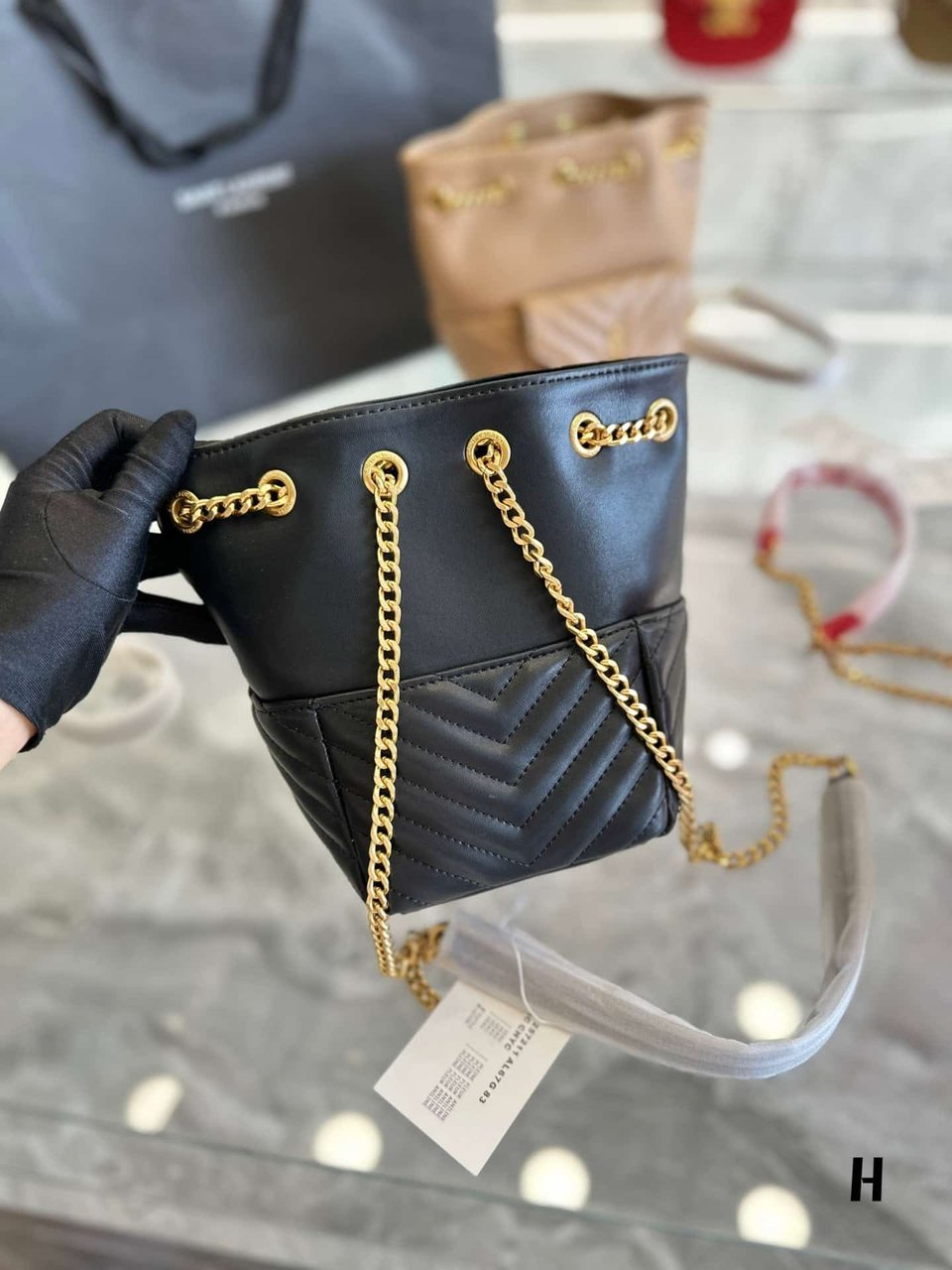 Saint Laurent Joe Mini Bucket Bag In Quilted Black 19Cm view 3