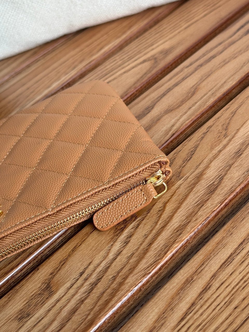 Chanel Zipped Wallet 20Cm Brown Quilted Caviar Gold Hardware view 2
